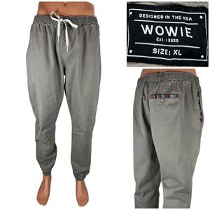 Wowie Jogger Pants Mens XL Pull On Elastic Green Aztec Trim Pockets Stretch EUC